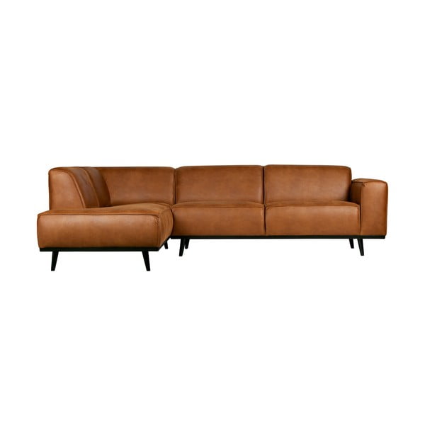 Кафяв ъглов диван в цвят коняк с имитация на кожа, ляв ъгъл Statement - BePureHome