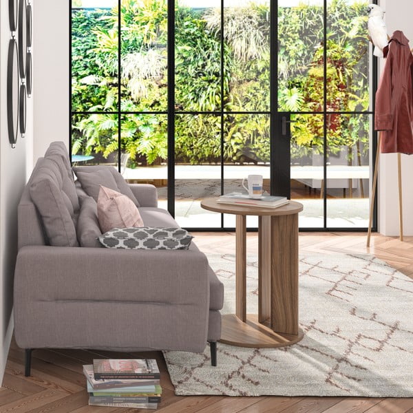 Кръгла масичка за кафе с плот от орех ø 50 cm Nora - TemaHome-image-1