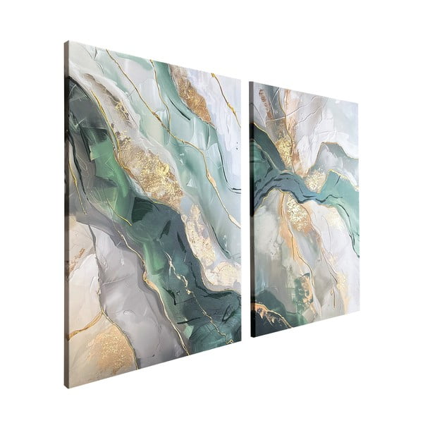 Картини с ръчно рисувани елементи в комплект от 2 бр. 50x70 cm Aventurine – Styler-image-4