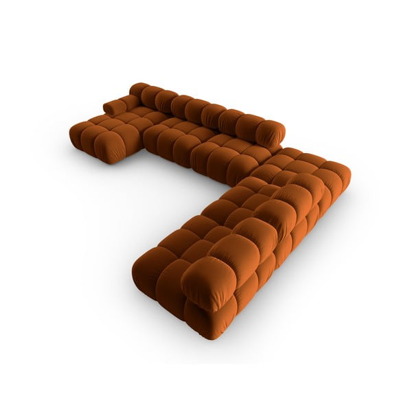 Оранжев кадифен диван 379 cm Bellis - Micadoni Home-image-4