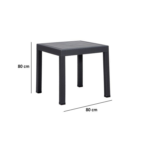 Пластмасова градинска маса за хранене 80x80 cm Rattan – Floriane Garden-image-2