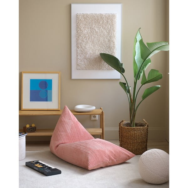 Розов детски пуф от рипсено кадифе Big Lounger – Wigiwama-image-2