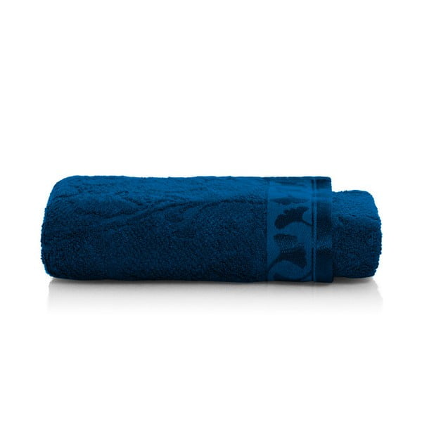 Tmavě modrý ručník z bambusových vláken Maison Carezza Italia, 50 x 100 cm