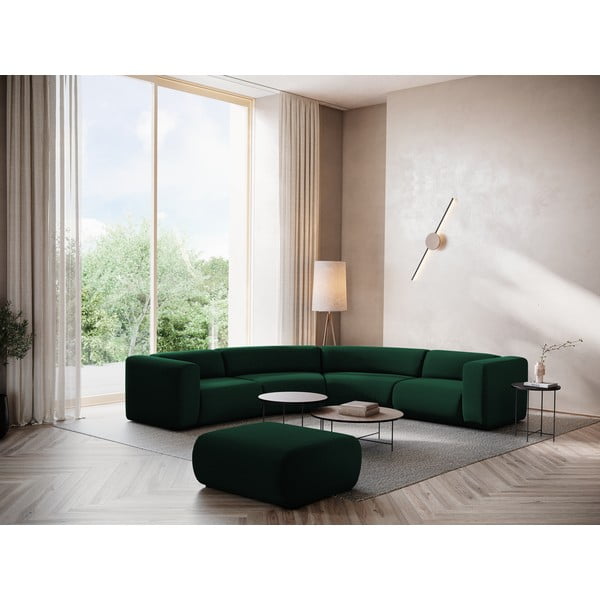 Тъмнозелен кадифен ъглов диван Ekahi – Makamii-image-1