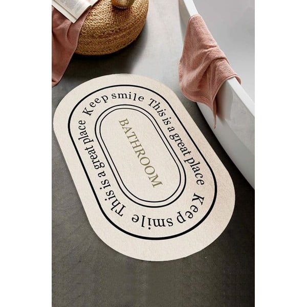 Кремав кадифен килим за баня 60x100 cm – Mila Home-image-1