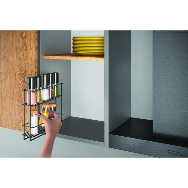 Черен изтеглящ се стенен рафт за подправки Lava - Metaltex-image-1