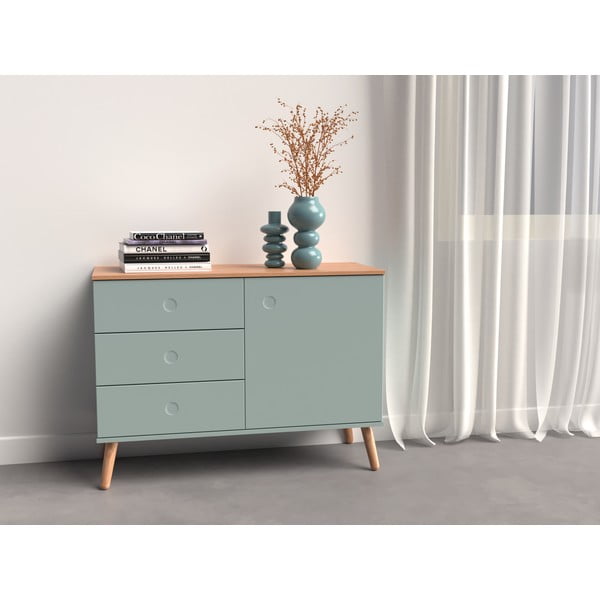 Светлозелен нисък скрин от дъб 109x79 cm Dot - Tenzo-image-1