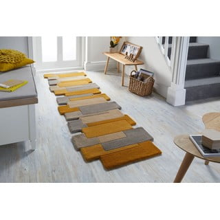 Пътека от жълта и бежова вълна , 60 x 230 cm Collage - Flair Rugs