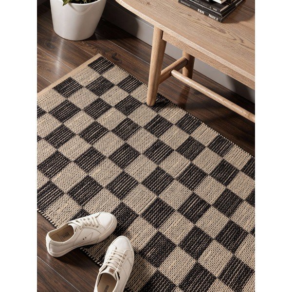 Черна/кремава двустранна/ръчно изработена пътека със смес от юта 80x200 cm Rex – Hanse Home-image-3