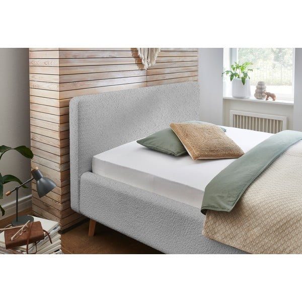 Светлосиво двойно легло 140x200 cm тапицирано без ламелно дъно Mattis – Meise Möbel-image-1