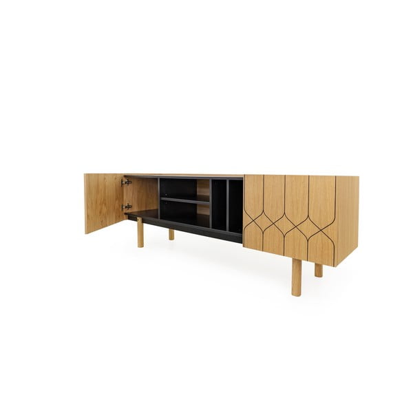 ТВ масичка от черен/естествен дъб 175x60 cm Porto - Woodman-image-4