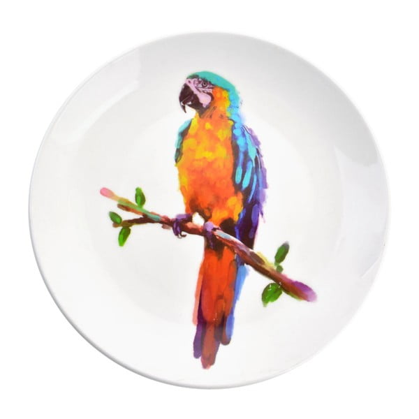 Декоративна керамична чиния Clayre & Eef Parrot, ⌀ 20 cm - Clayre & Eef