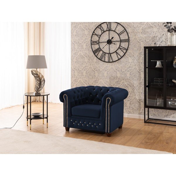 Синьо  кадифено кресло честърфийлд York Blik – Ropez-image-4