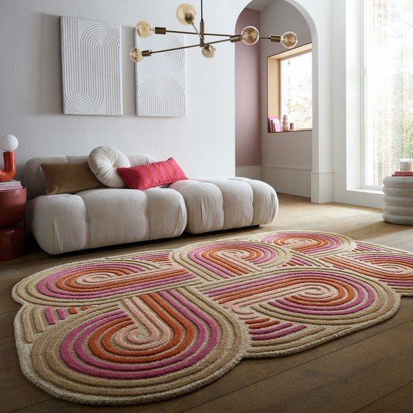 Розов ръчно изработен вълнен килим 160x230 cm Spiral Shaped  – Flair Rugs-image-1