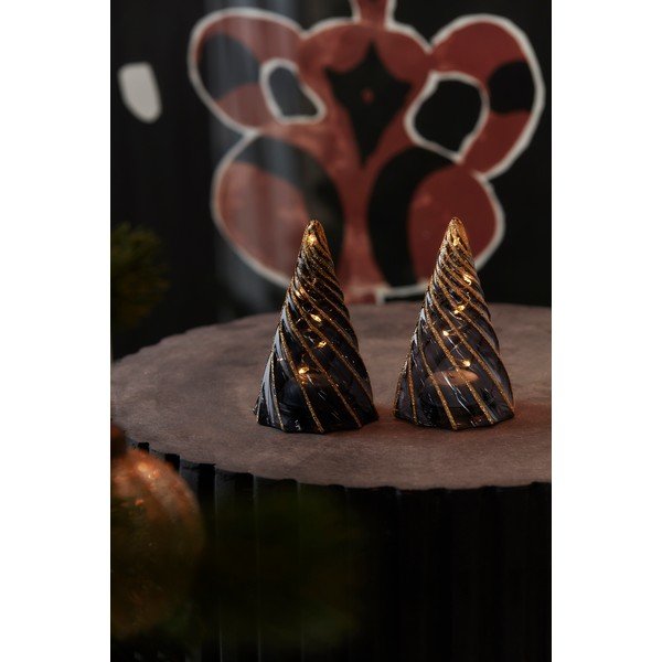 Черни светлинни декорации в комплект 2 бр. на батерии ø 6 cm Vilma Tree – Sirius-image-1