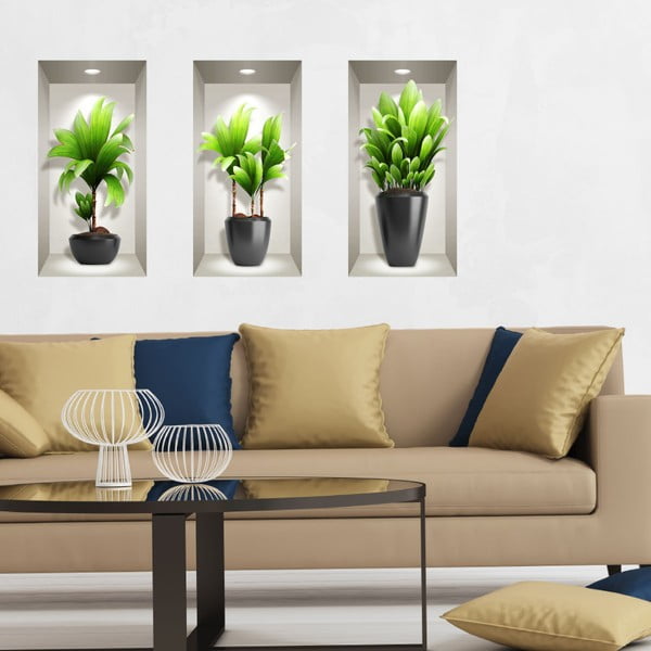 Комплект от 3 3D стикера за стена Екзотични растения - Ambiance