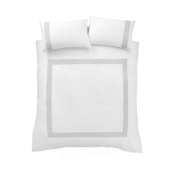 Бяло и сиво памучно спално бельо за единично легло 135x200 cm - Bianca