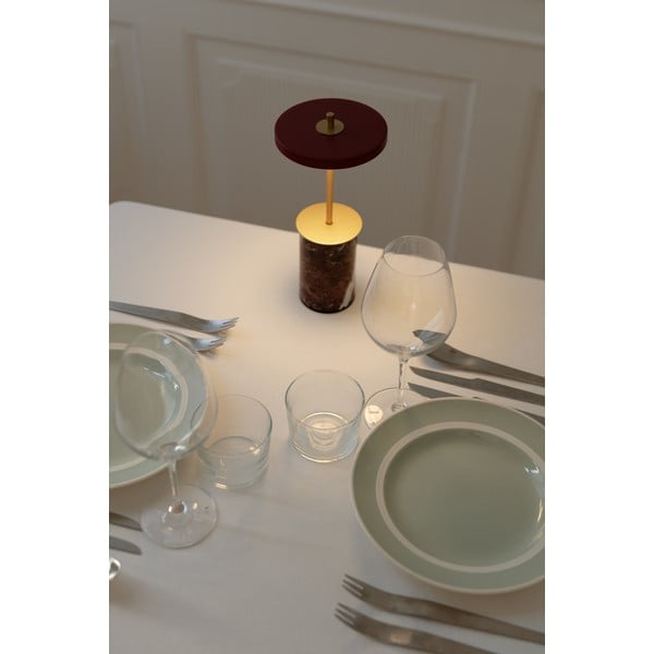 Червена мраморна LED затъмняваща се настолна лампа с метален абажур (височина 25,5 cm) Asteria Move Mini – UMAGE-image-3