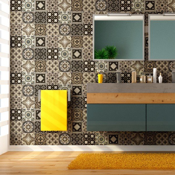Комплект от 9 стикера за стена Wall Decal Tiles Azulejos Pompei, 20 x 20 cm - Ambiance