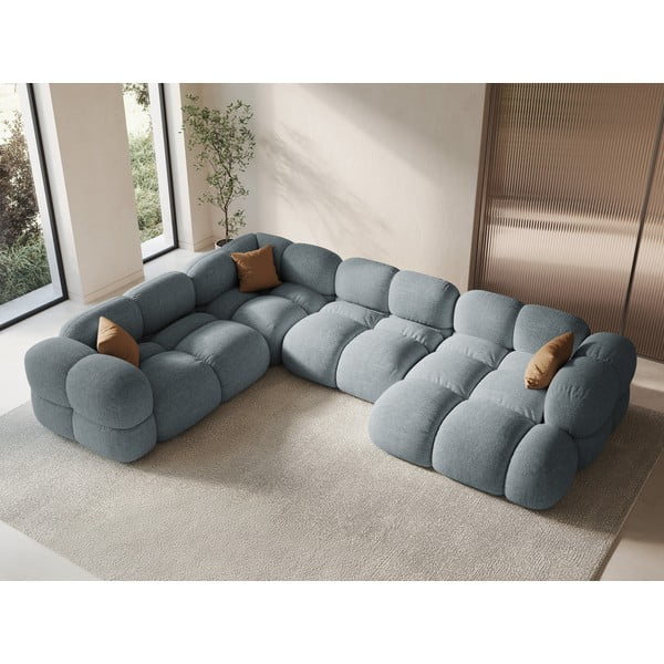 Светлосин ъглов диван (ляв ъгъл/U форма) Loretto – Cosmopolitan Design-image-1