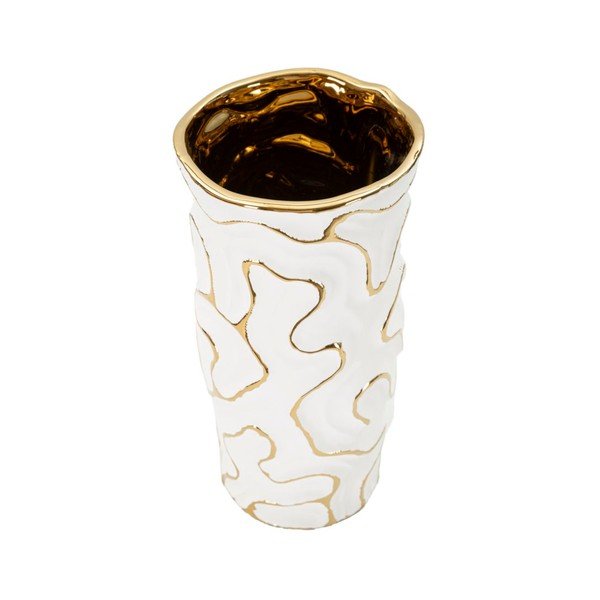 Бяла/златиста керамична ваза (височина 25 cm) Adore – Mauro Ferretti-image-2