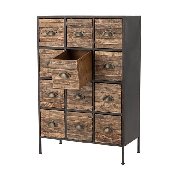 Метален скрин в черен и кафяв цвят 60,5x92x33,5 cm Matteo – Bloomingville-image-3