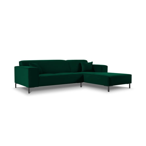 Ъглов диван от зелено кадифе Siena, десен ъгъл - Cosmopolitan Design