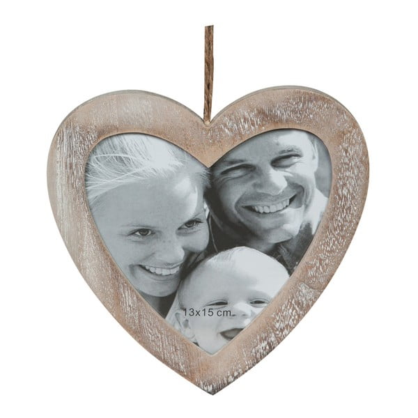 Dřevěný fotorámeček ve tvaru srdce Biscottini Love