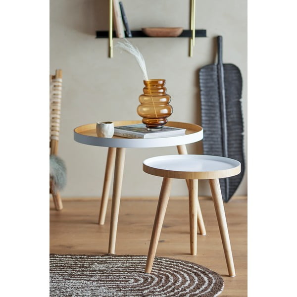 Бамбукови кръгли странични масички в комплект от 2 бр. ø 60 cm Cappuccino – Bloomingville-image-1