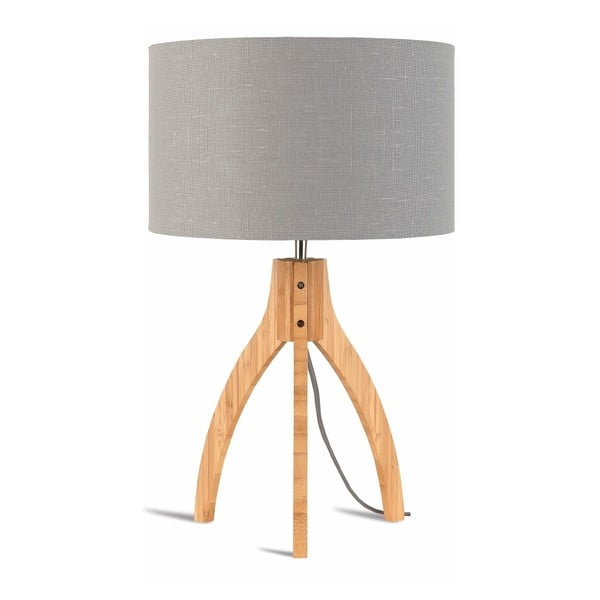 Настолна лампа със светлосив абажур и бамбукова структура Annapurna - Good&Mojo