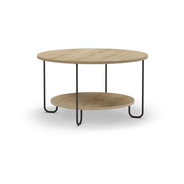 Кръгла масичка за кафе с дъбов плот в естествен цвят ø 80 cm Tonka - Marckeric-image-2