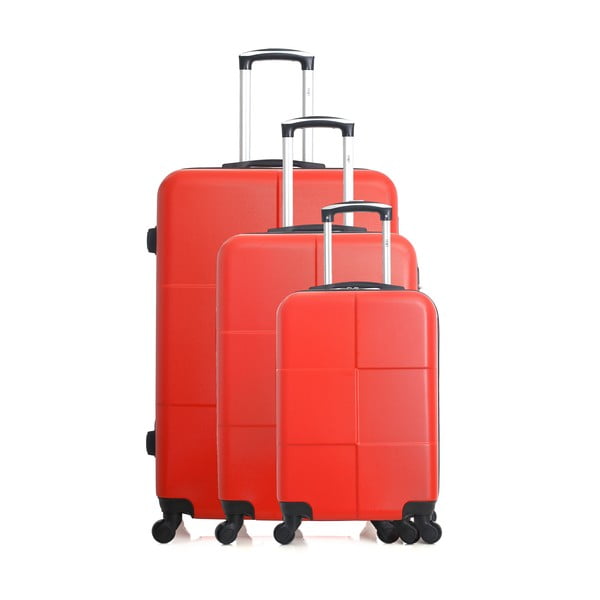 Комплект от 3 червени куфара на количка Coronado - Hero