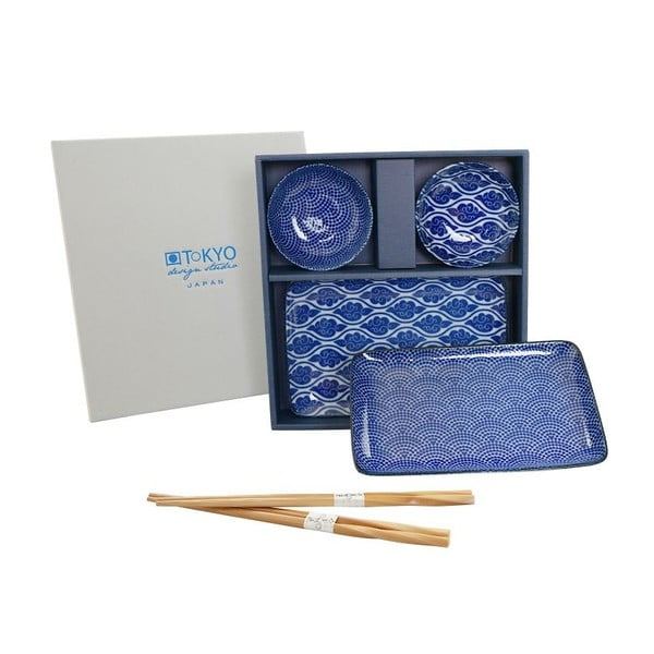 Set talířů a hůlek Nippon Blue Romantic, 6 ks