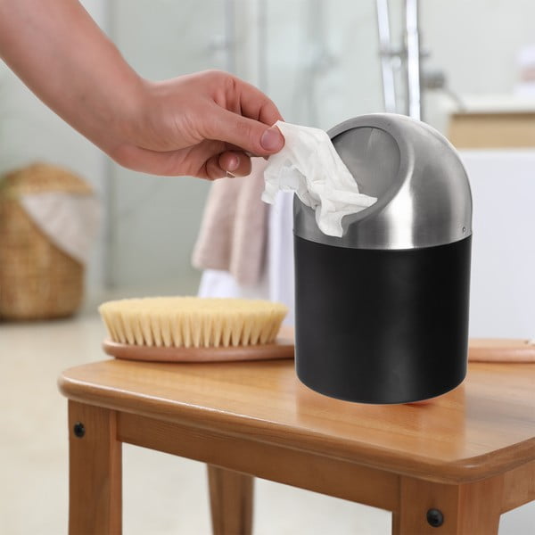 Черно кошче за боклук от неръждаема стомана 1,2 l BLACK – Orion-image-1