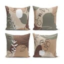 Комплект от 4 калъфки за възглавници Drawing Face, 43 x 43 cm - Minimalist Cushion Covers