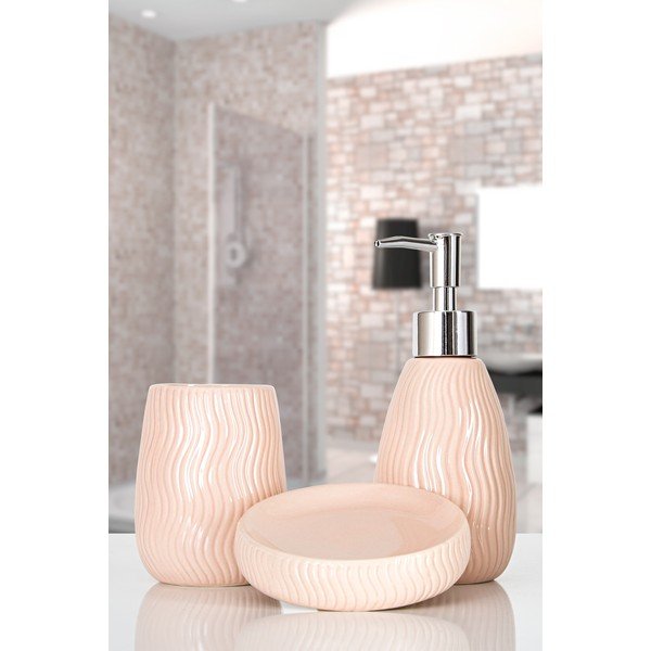 Розов керамичен комплект аксесоари за баня Merlin - Mioli Decor-image-1