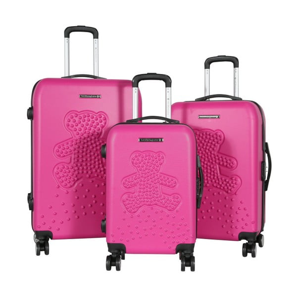 Sada 3 růžových cestovních kufrů LULU CASTAGNETTE Mia