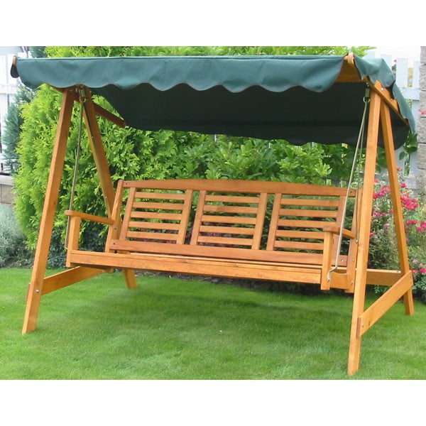 Градинска люлка от масивно дърво в зелен и кафяв цвят Eden – Rojaplast-image-1