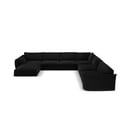 Черен кадифен ъглов диван (десен ъгъл/U форма) Vanda – Mazzini Sofas