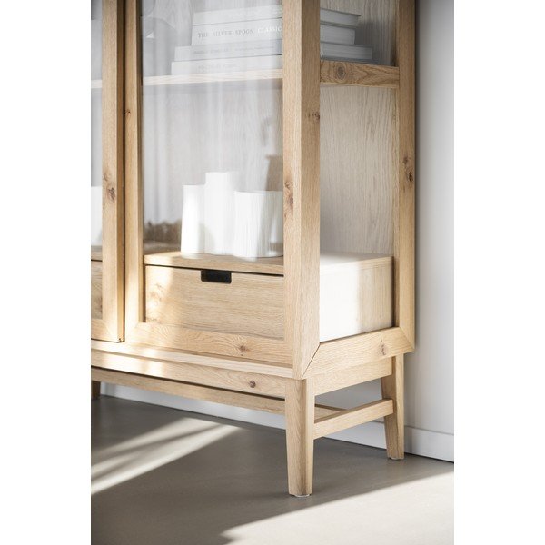 Витрина от декор от дъб  с плъзгащи се врати в естествен цвят 100x203 cm Hazelton – Rowico-image-4