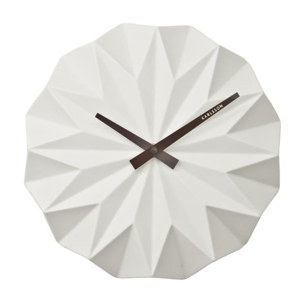 Bílé nástěnné hodiny Karlsson Origami Ceramic