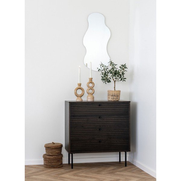 Тъмнокафяв нисък скрин от декор от дъб  80x85 cm Kyoto – House Nordic-image-1