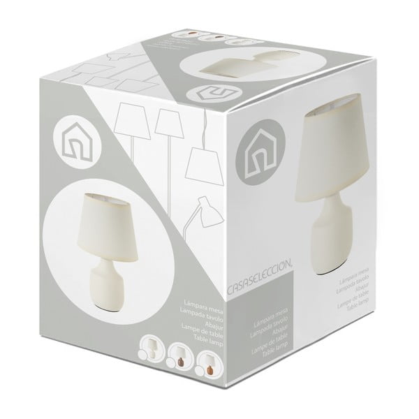 Керамична настолна лампа в бяло и кремаво с текстилен абажур (височина 24 cm) - Casa Selección-image-4