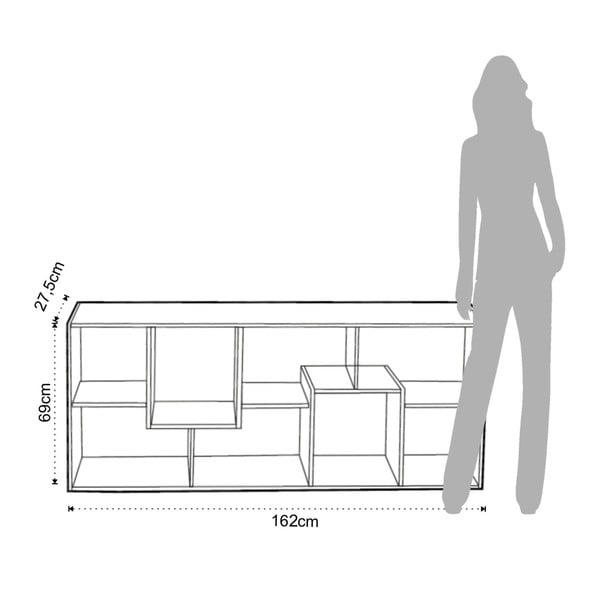 Бял шкаф за книги с дървен ръб 69x160 cm Random Andrea - Tomasucci-image-2