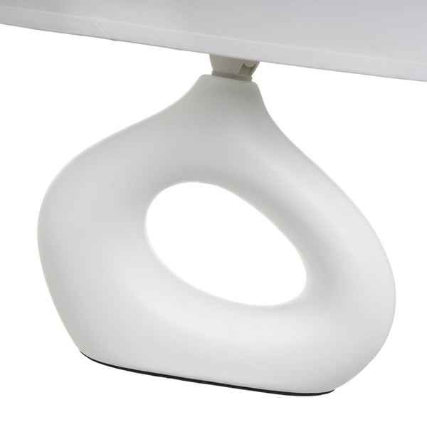 Бяла керамична настолна лампа с текстилен абажур (височина 30 cm) – Casa Selección-image-3