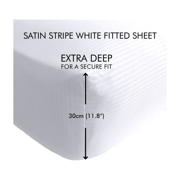 Бял чаршаф за опъване 90x190 cm Satin Stripe - Catherine Lansfield