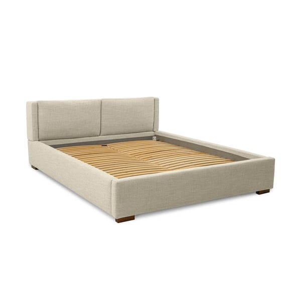 Бежово тапицирано двойно легло с включена подматрачна рамка 140x200 cm Dreamer – Scandic
