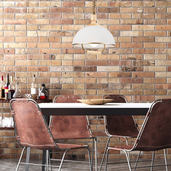 Висящо осветително тяло в бронзов и естествен цвят със стъклен абажур ø 30 cm Ramona – LAMKUR-image-3