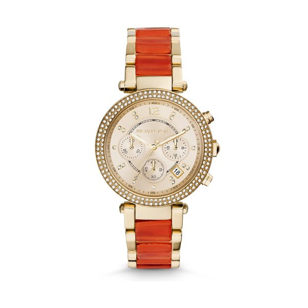 Дамски часовник с оранжева каишка - Michael Kors