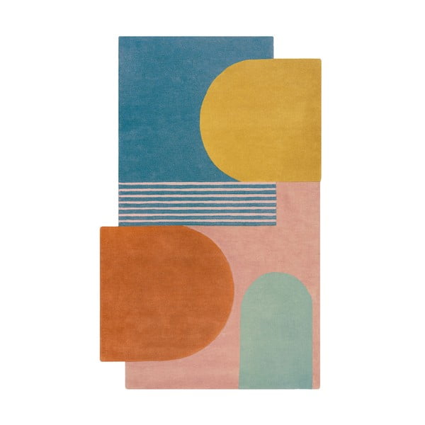 Син ръчно изработен вълнен килим 120x180 cm Lozenge Bright Multi – Flair Rugs